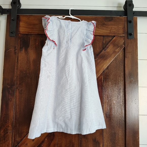 Stitchy Fish Red White Blue Patriotic Flag Striped Dress Preppy Size 10 EUC - Picture 7 of 7